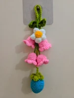Handmade Crochet Hanging Flower Decoration with Strawberry - Image 6