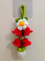 Handmade Crochet Hanging Flower Decoration with Strawberry - Image 2